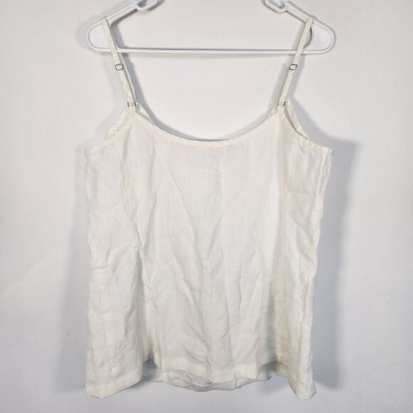 Eileen Fisher Linen Beaded Boho Tank Top Cream Lagenlook M - Picture 5 of 7